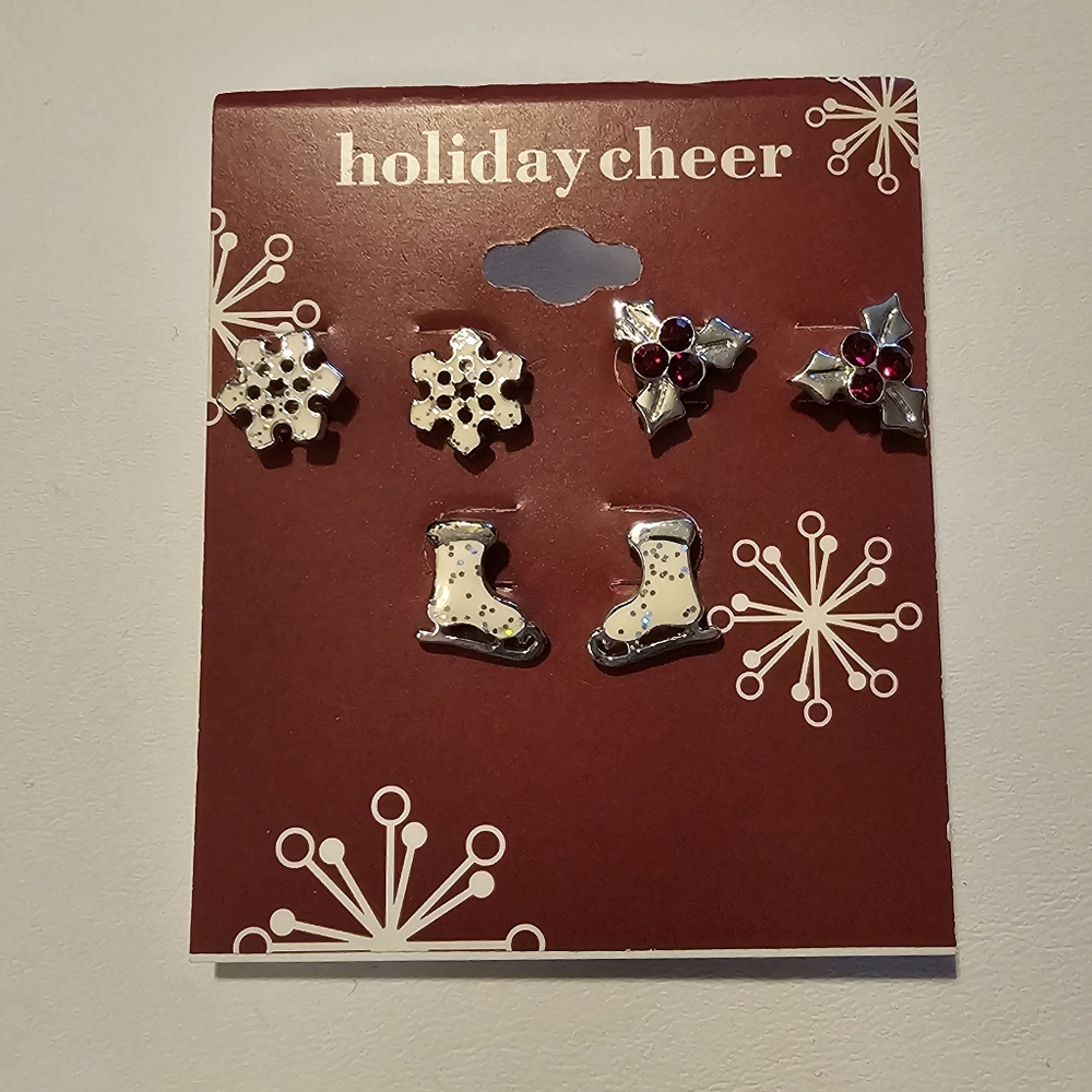 Holiday Cheer Christmas Earrings - Set of 3 - Pierced